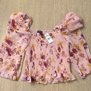 NWT Express Floral Smocked Top